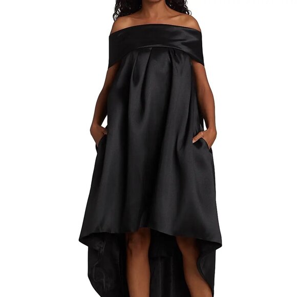 Amsale Dresses & Skirts - NWT Amsale Sz 8 Off-Shoulder Bow-Back Trapeze Dress Black